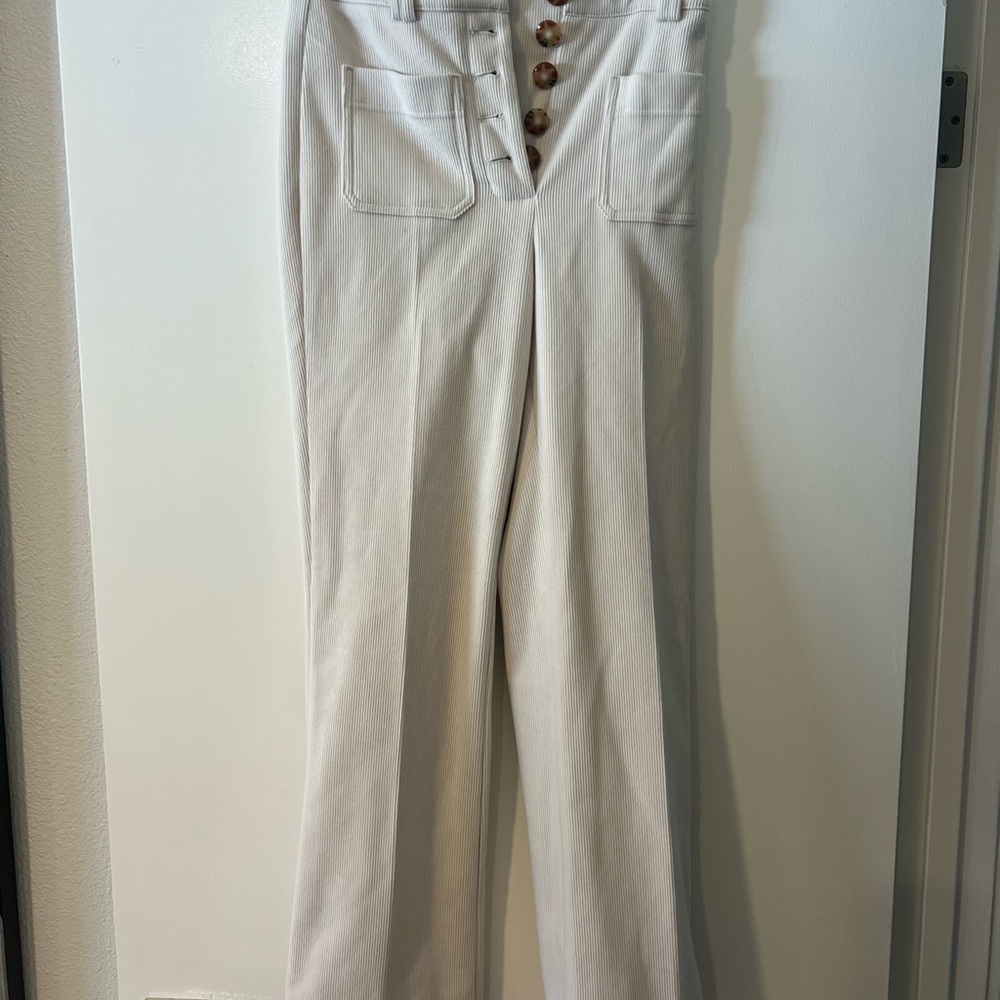 House of Harlow 1960 Corduroy High-Waisted Pants with Tortoiseshell Buttons